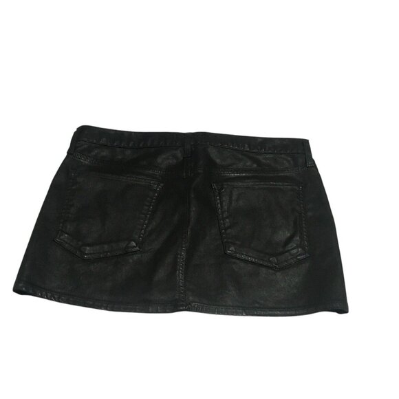 AGOLDE Women's Coated Black Jeanette Mini Skirt Stretch Size 28 Grunge Punk - Picture 3 of 16